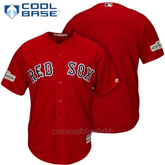 Maglia Baseball Uomo Boston Red Sox 2017 Postseason Scarlet Cool Base